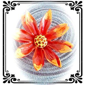 Vintage Acetate Cellulose Large Floral Pin Brooch
